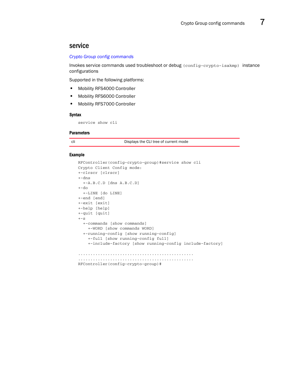 Service | Brocade Communications Systems RFS6000 User Manual | Page 349 / 839