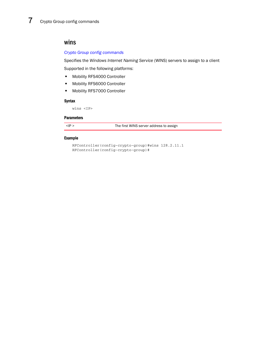 Wins | Brocade Communications Systems RFS6000 User Manual | Page 352 / 839