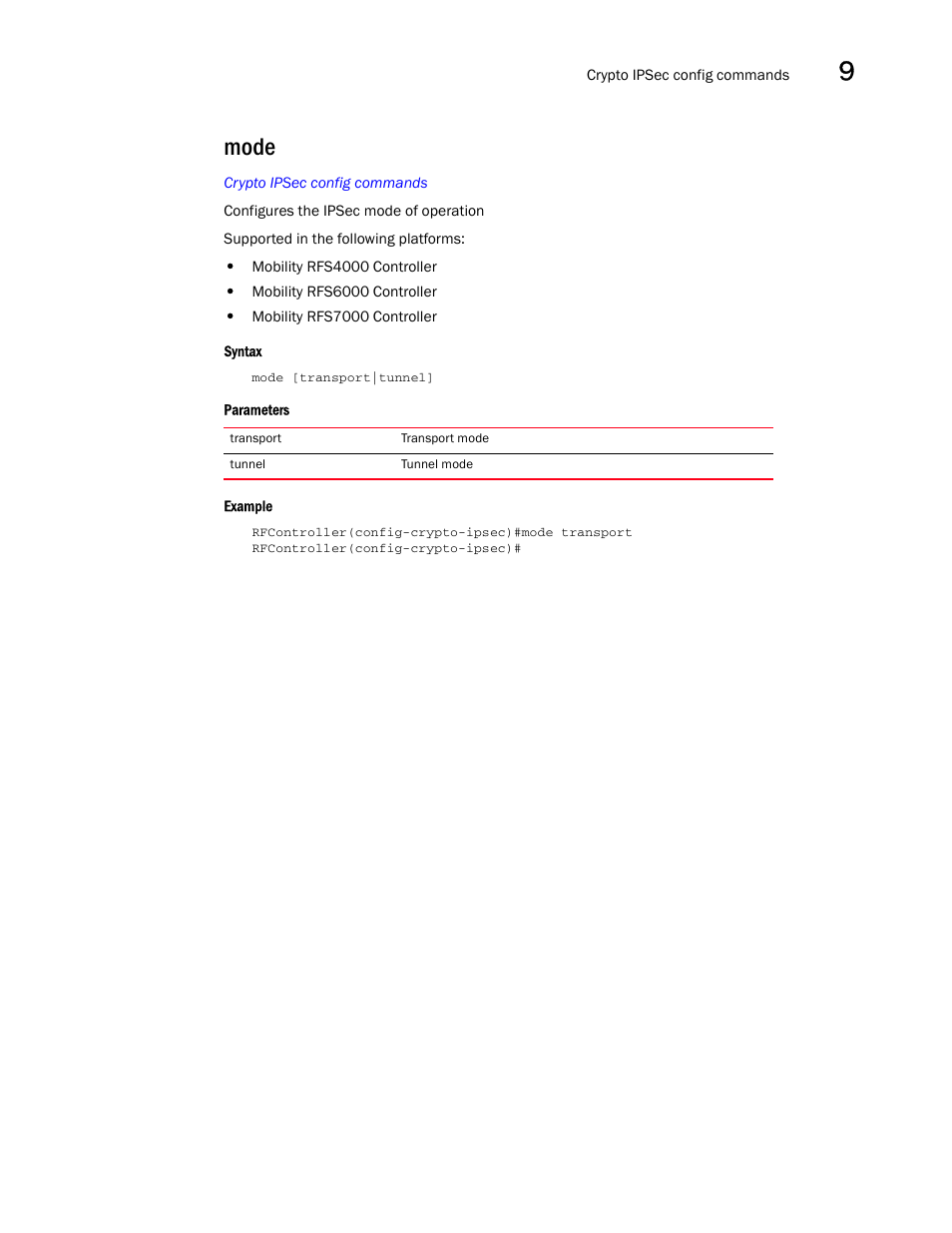 Mode | Brocade Communications Systems RFS6000 User Manual | Page 367 / 839