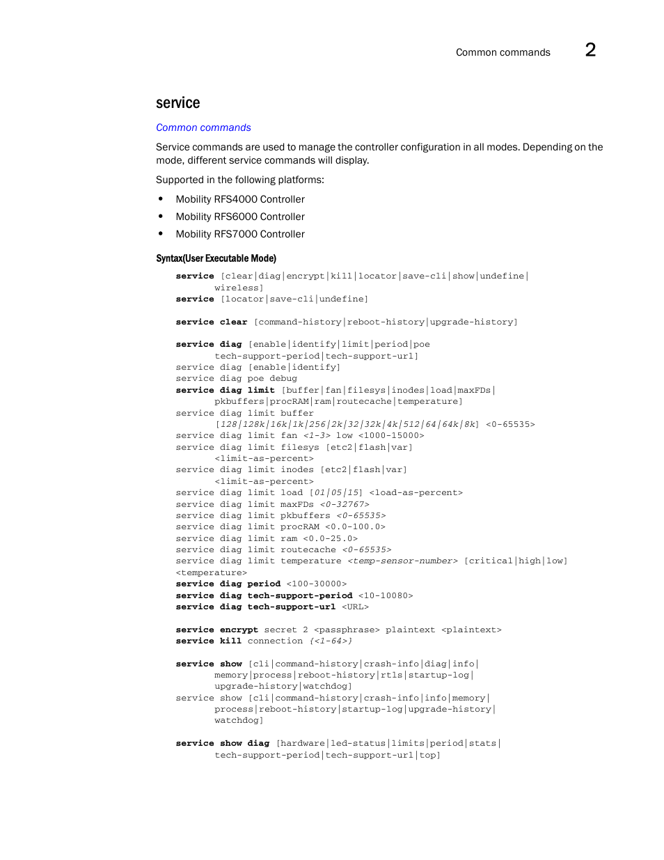 Service | Brocade Communications Systems RFS6000 User Manual | Page 39 / 839