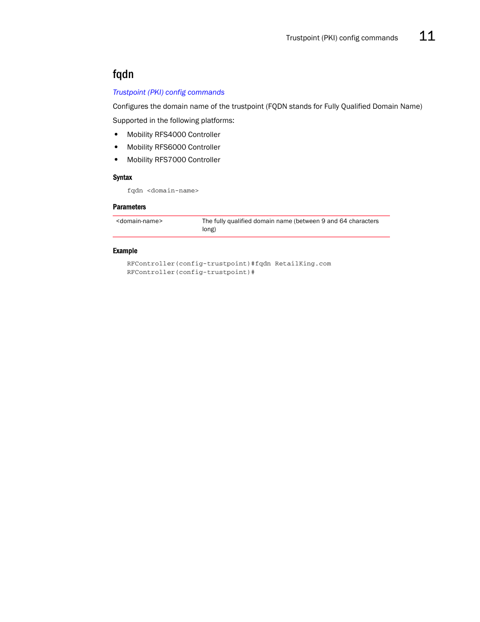 Fqdn | Brocade Communications Systems RFS6000 User Manual | Page 395 / 839