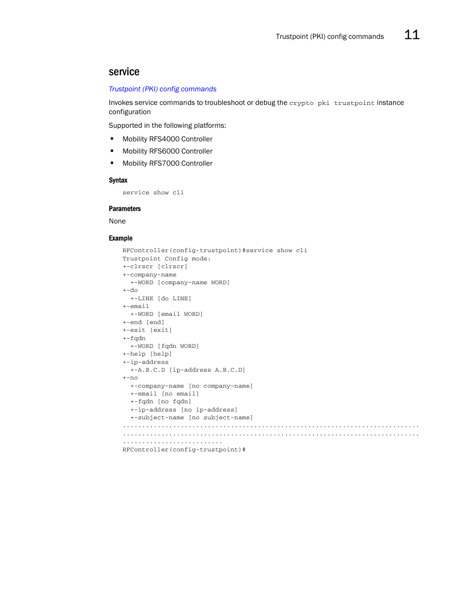 Service | Brocade Communications Systems RFS6000 User Manual | Page 401 / 839
