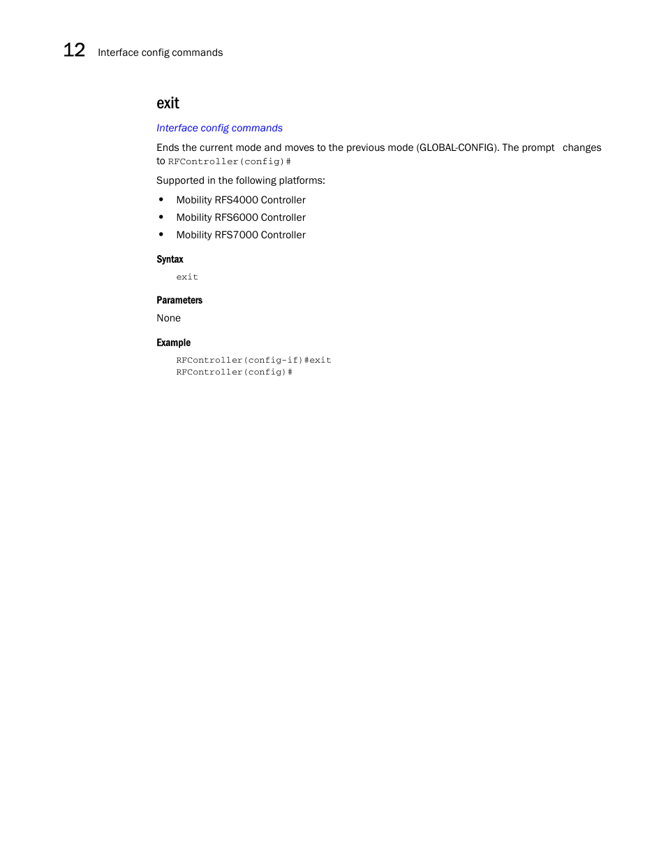 Exit | Brocade Communications Systems RFS6000 User Manual | Page 412 / 839