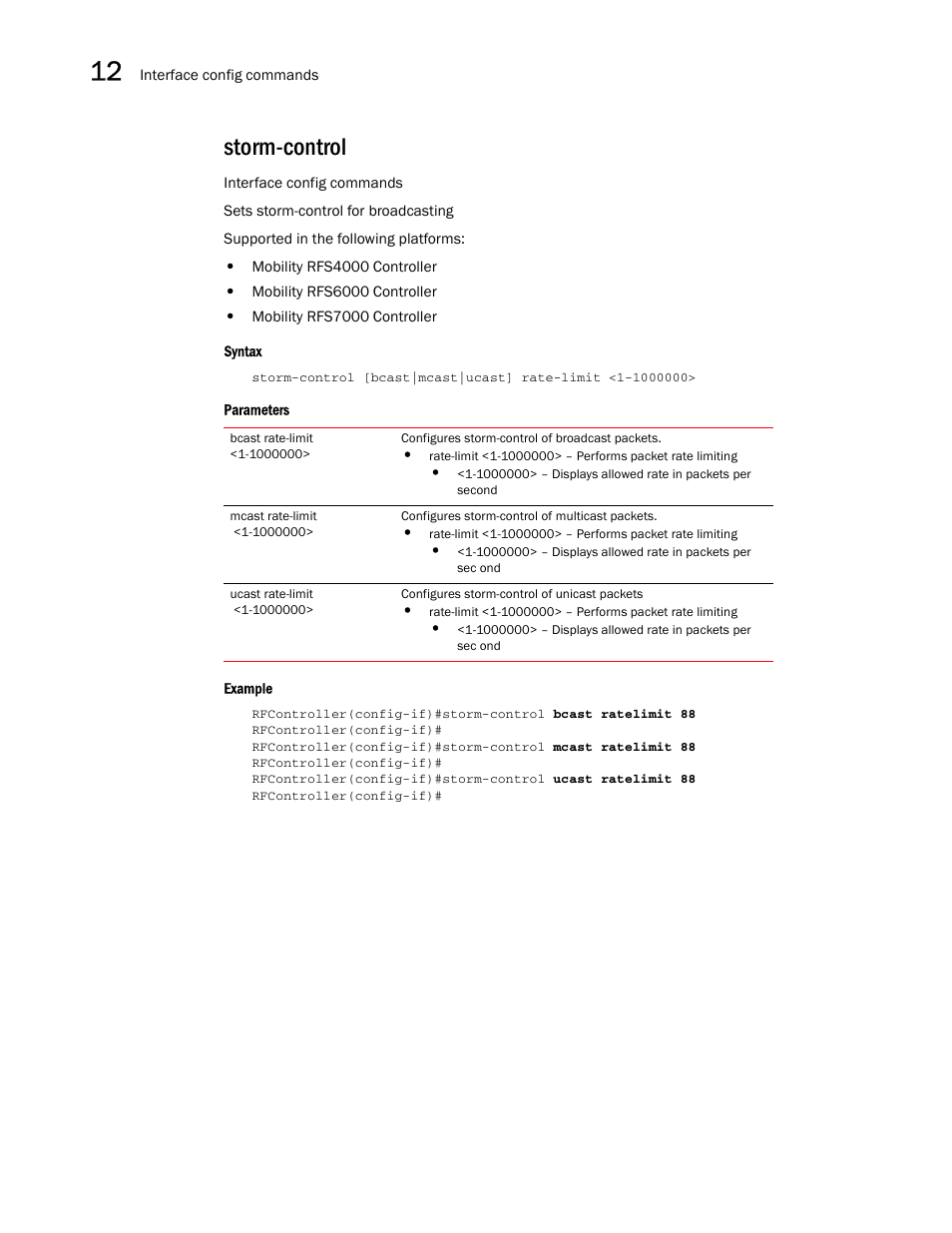 Storm-control | Brocade Communications Systems RFS6000 User Manual | Page 434 / 839