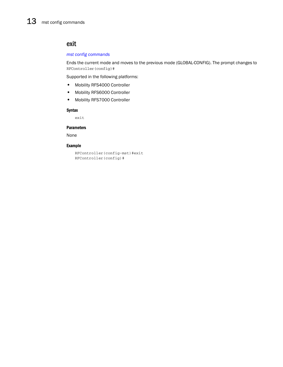 Exit | Brocade Communications Systems RFS6000 User Manual | Page 440 / 839