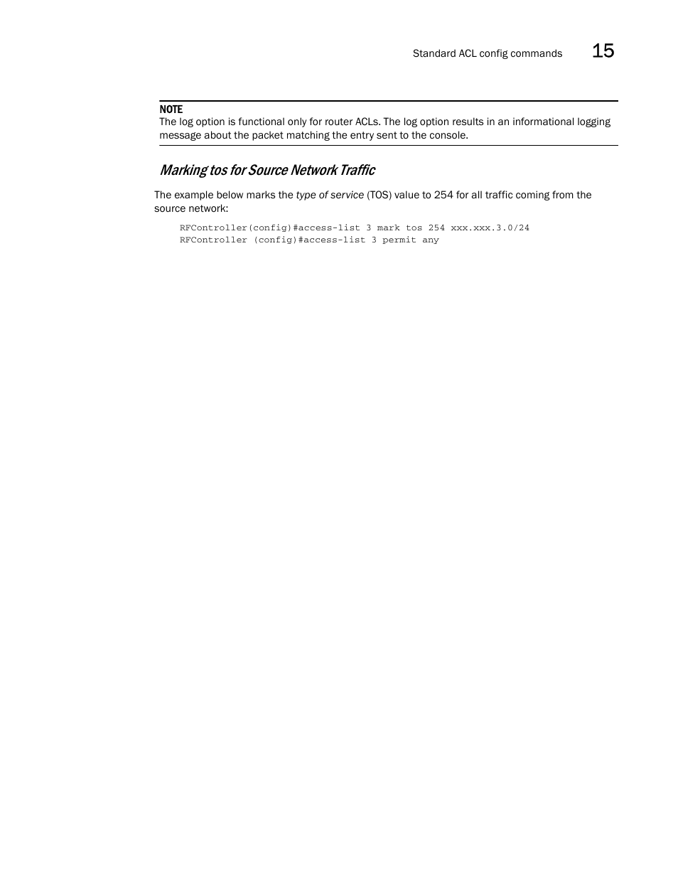 Marking tos for source network traffic | Brocade Communications Systems RFS6000 User Manual | Page 481 / 839