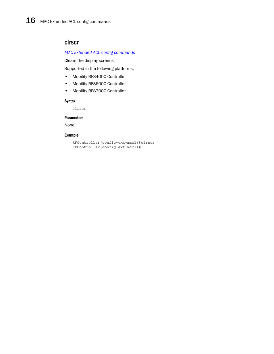 Clrscr | Brocade Communications Systems RFS6000 User Manual | Page 490 / 839