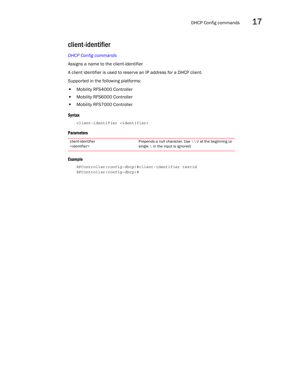 Client-identifier | Brocade Communications Systems RFS6000 User Manual | Page 515 / 839