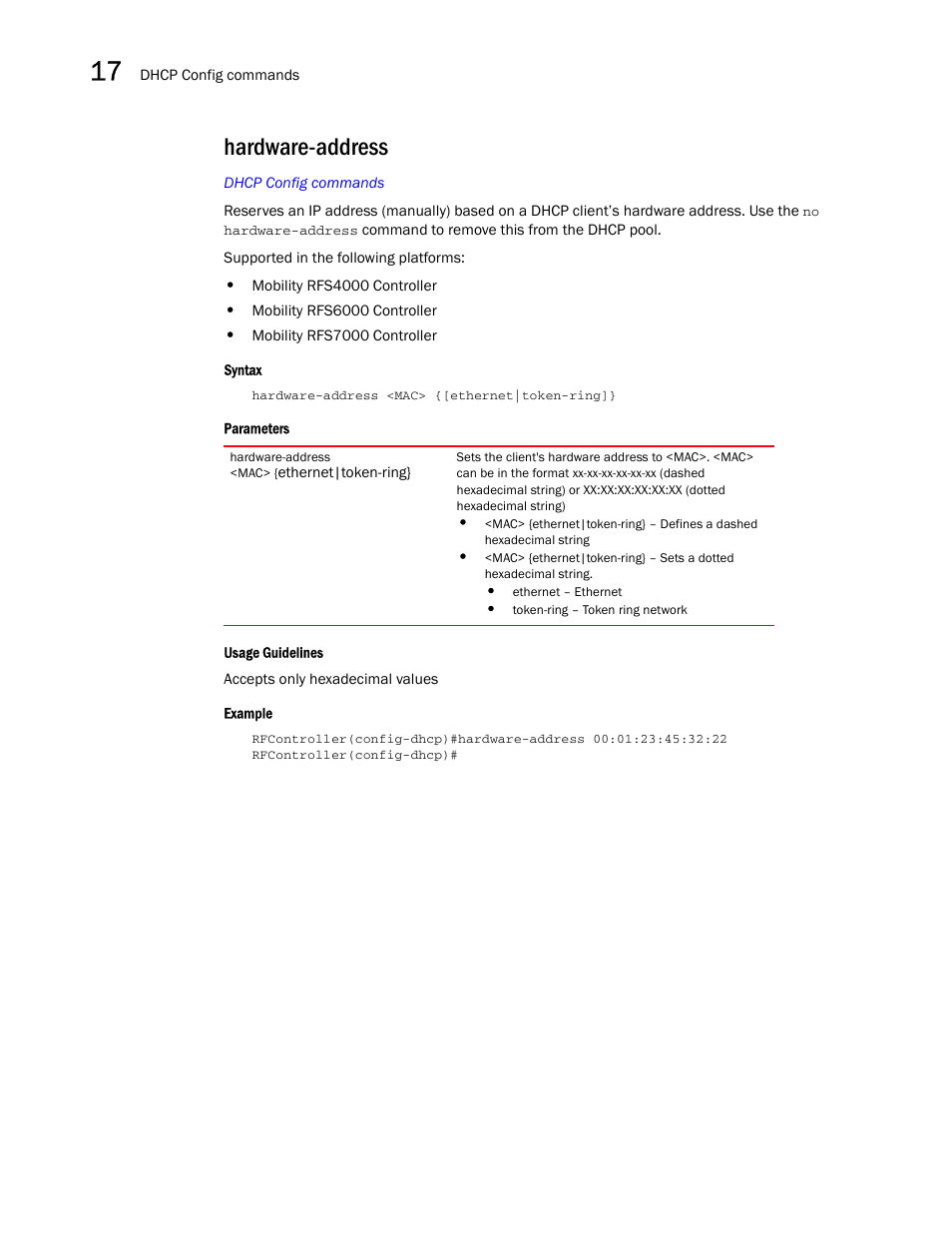 Hardware-address | Brocade Communications Systems RFS6000 User Manual | Page 524 / 839