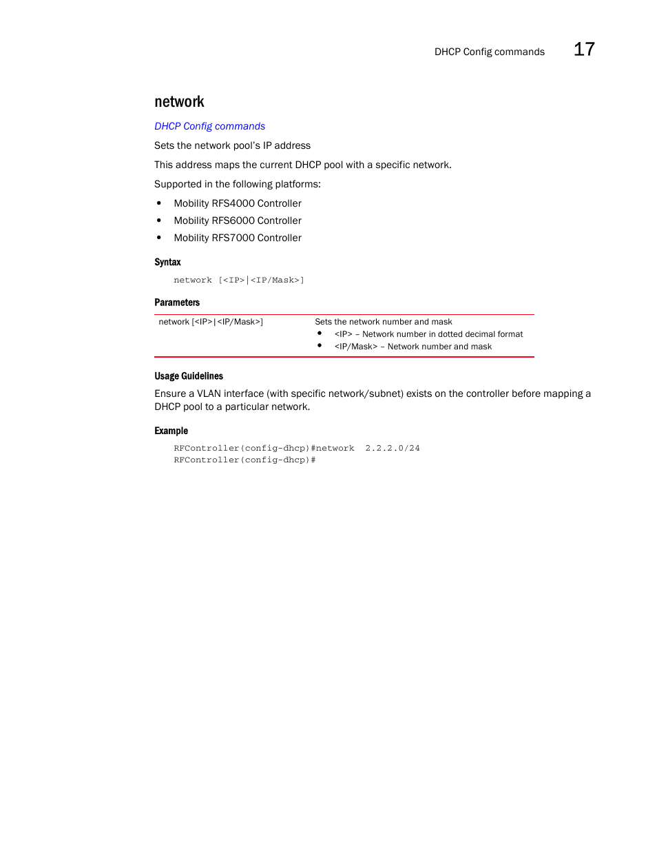 Network | Brocade Communications Systems RFS6000 User Manual | Page 531 / 839