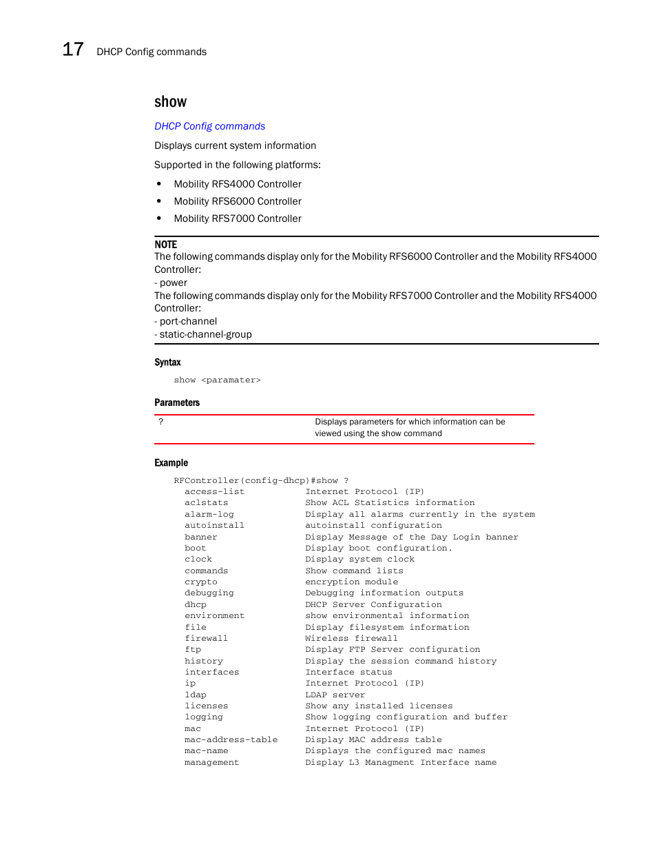 Show | Brocade Communications Systems RFS6000 User Manual | Page 536 / 839