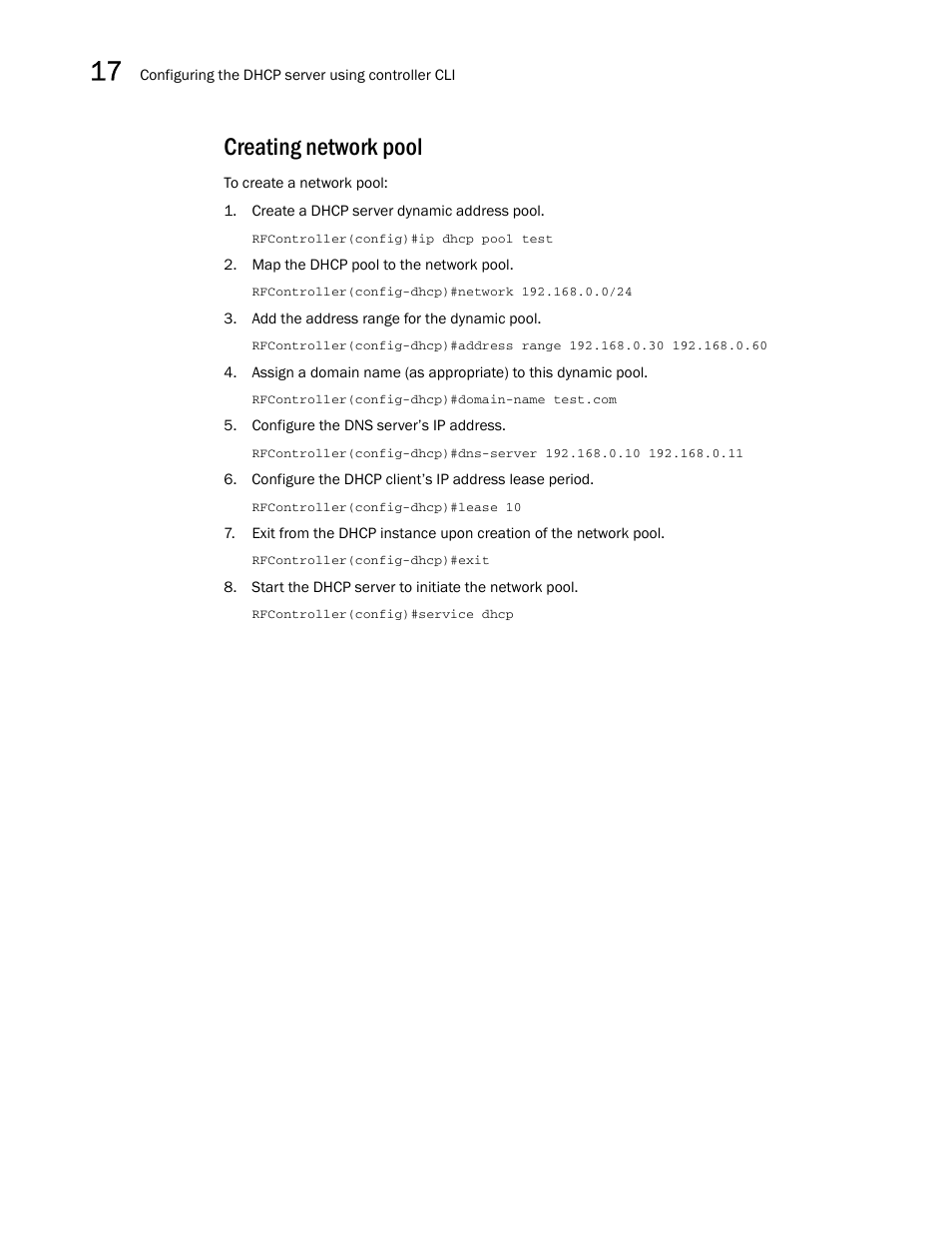Creating network pool | Brocade Communications Systems RFS6000 User Manual | Page 540 / 839