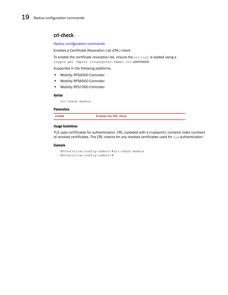 Crl-check | Brocade Communications Systems RFS6000 User Manual | Page 562 / 839