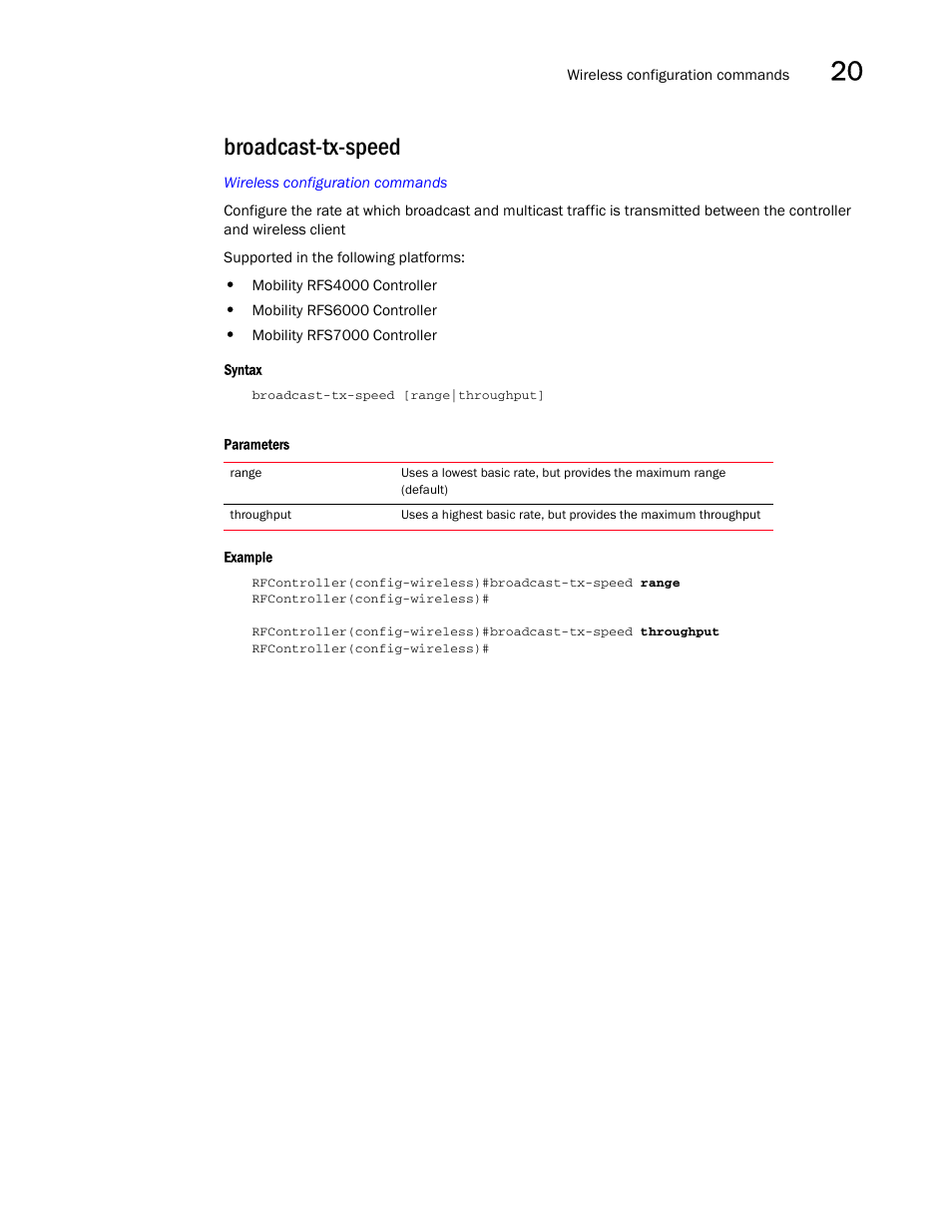 Broadcast-tx-speed | Brocade Communications Systems RFS6000 User Manual | Page 613 / 839