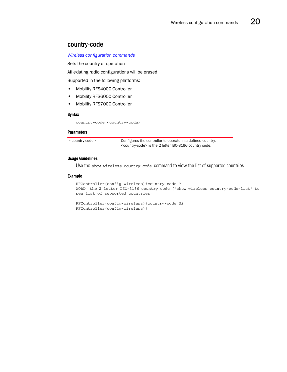 Country-code | Brocade Communications Systems RFS6000 User Manual | Page 621 / 839