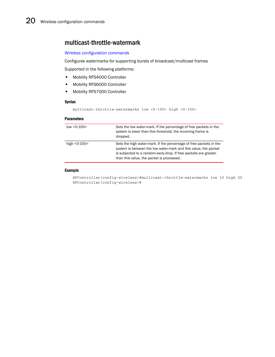 Multicast-throttle-watermark, Multicast-throttle-waterm ark | Brocade Communications Systems RFS6000 User Manual | Page 640 / 839