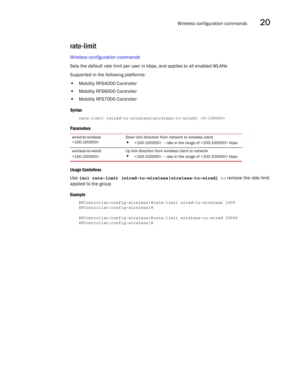 Rate-limit | Brocade Communications Systems RFS6000 User Manual | Page 657 / 839