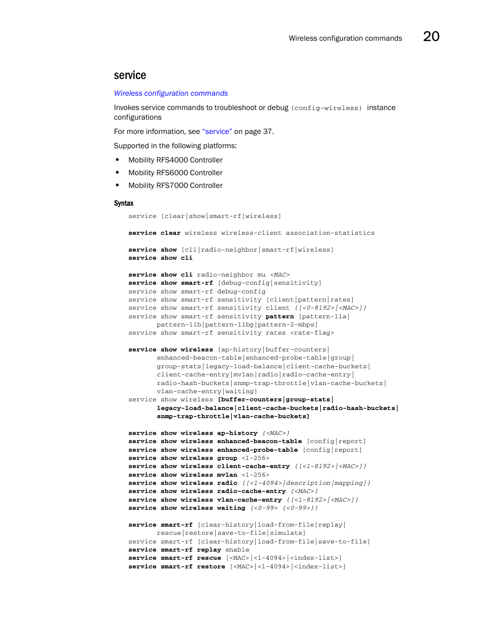 Service | Brocade Communications Systems RFS6000 User Manual | Page 663 / 839