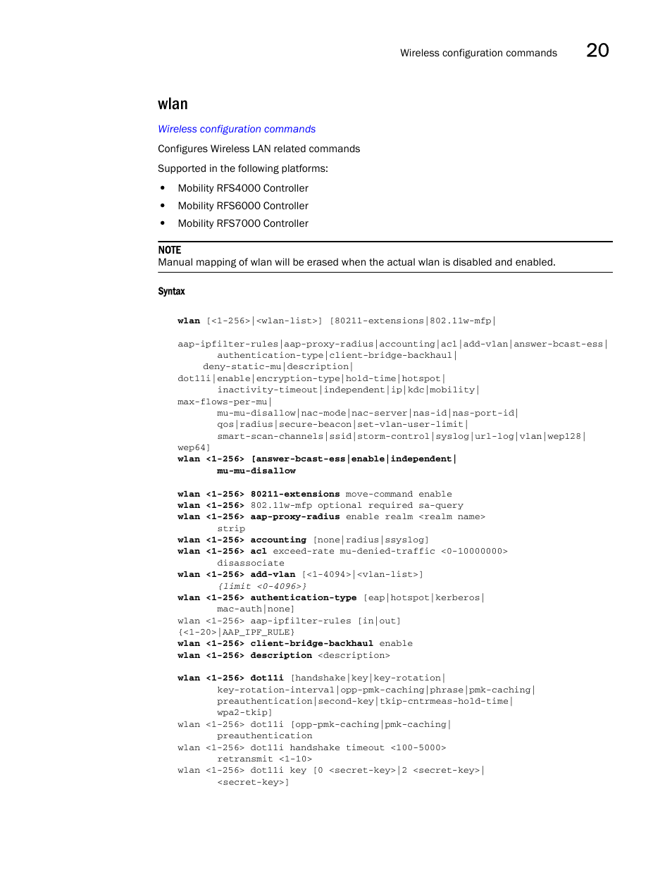 Wlan | Brocade Communications Systems RFS6000 User Manual | Page 683 / 839