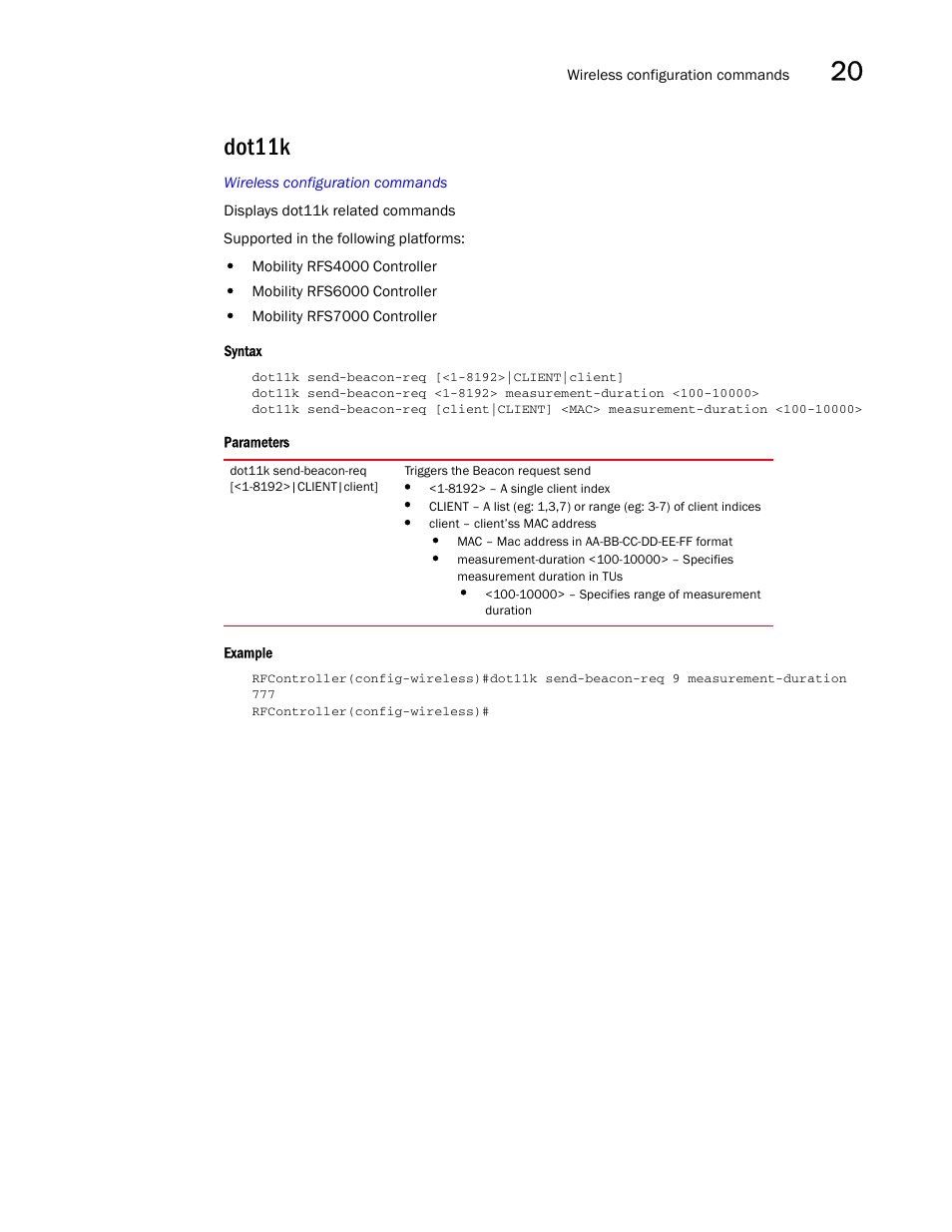 Dot11k | Brocade Communications Systems RFS6000 User Manual | Page 701 / 839