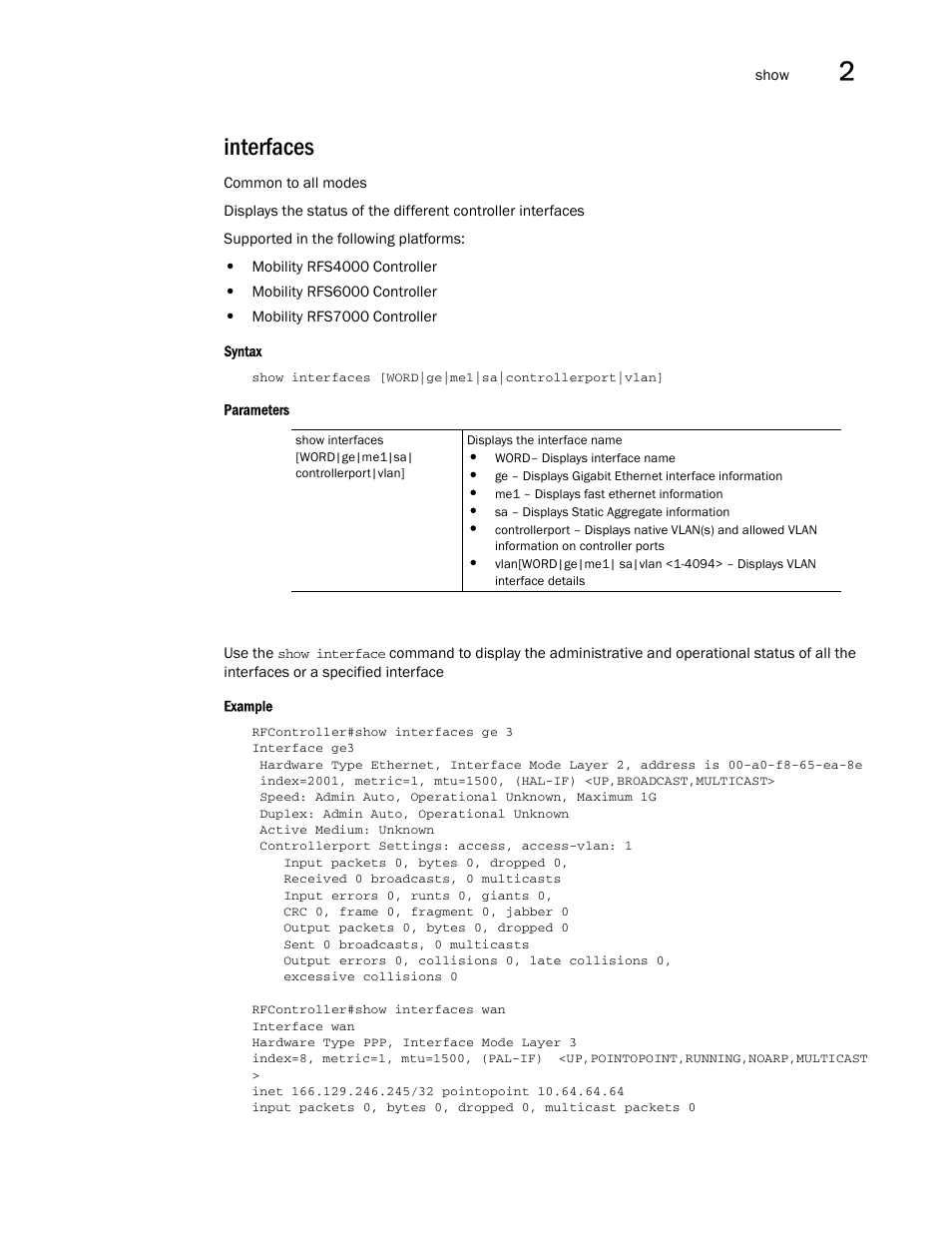 Interfaces | Brocade Communications Systems RFS6000 User Manual | Page 71 / 839