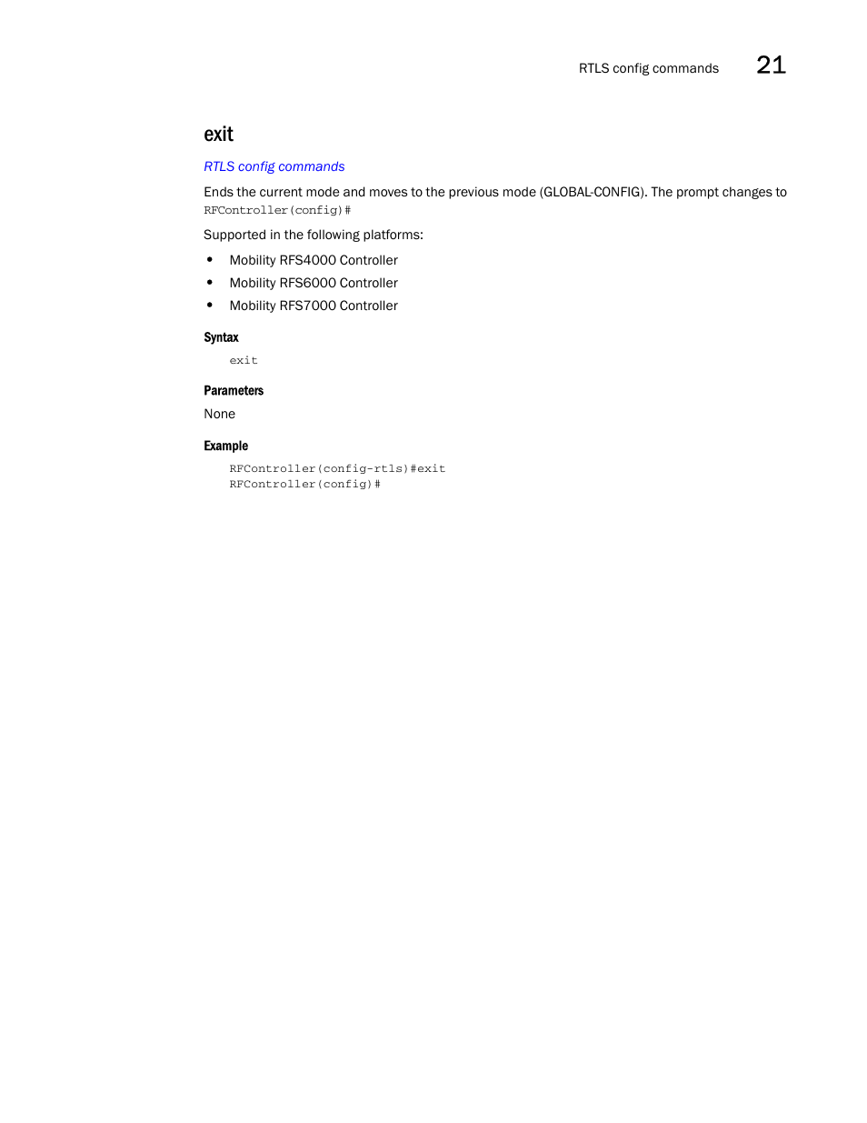Exit | Brocade Communications Systems RFS6000 User Manual | Page 713 / 839