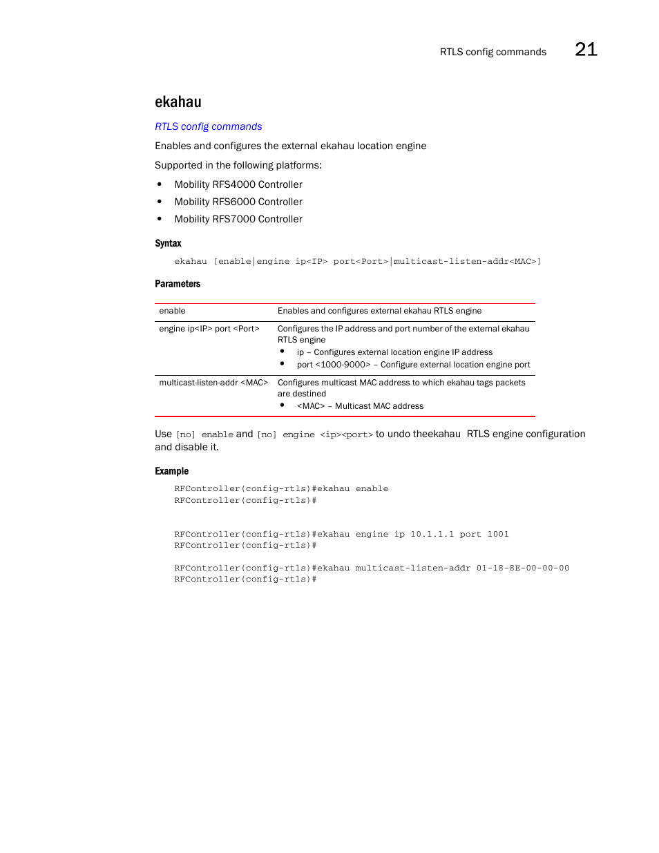 Ekahau | Brocade Communications Systems RFS6000 User Manual | Page 715 / 839