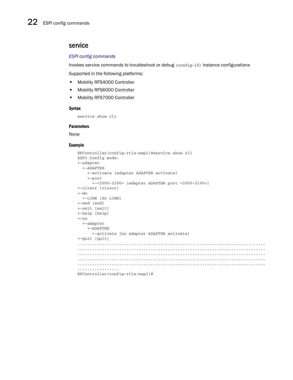 Service | Brocade Communications Systems RFS6000 User Manual | Page 738 / 839