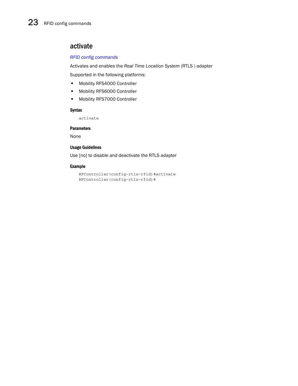 Activate | Brocade Communications Systems RFS6000 User Manual | Page 742 / 839