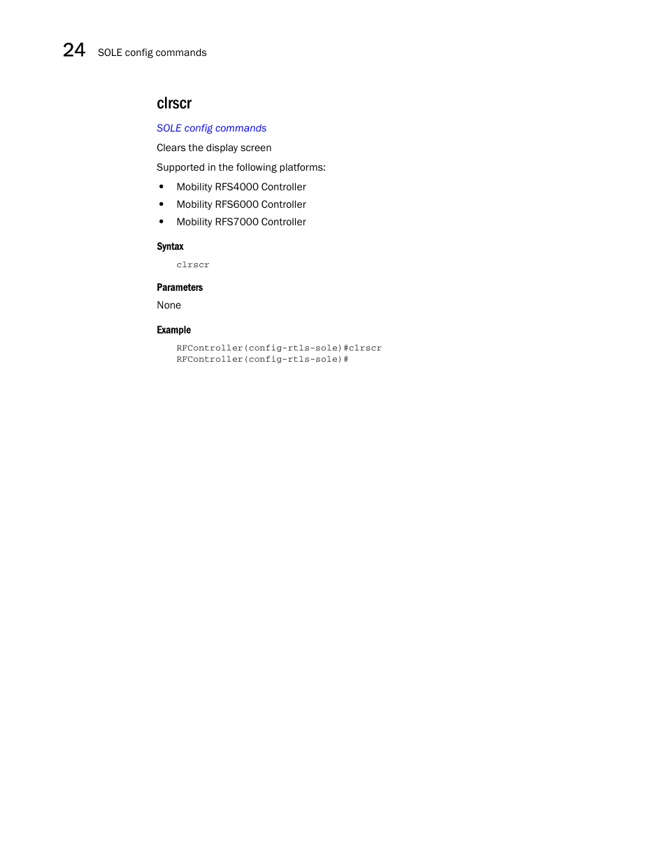 Clrscr | Brocade Communications Systems RFS6000 User Manual | Page 756 / 839