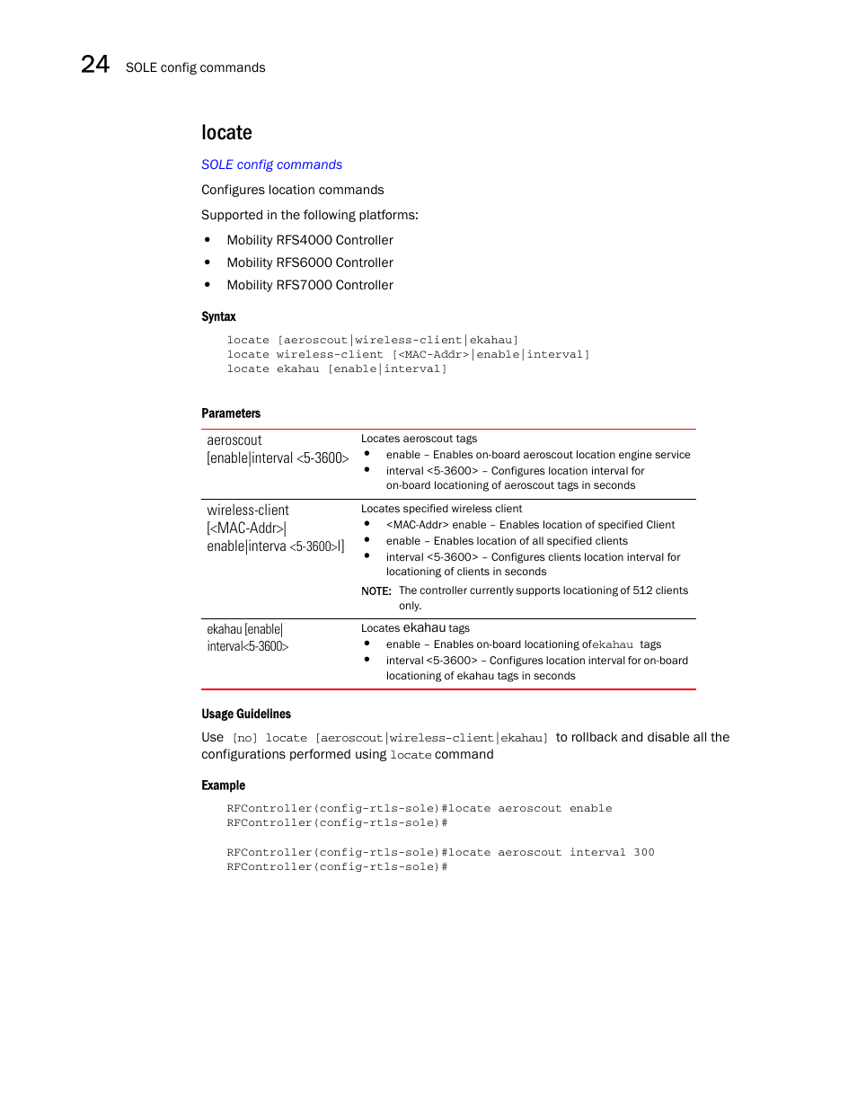 Locate | Brocade Communications Systems RFS6000 User Manual | Page 760 / 839