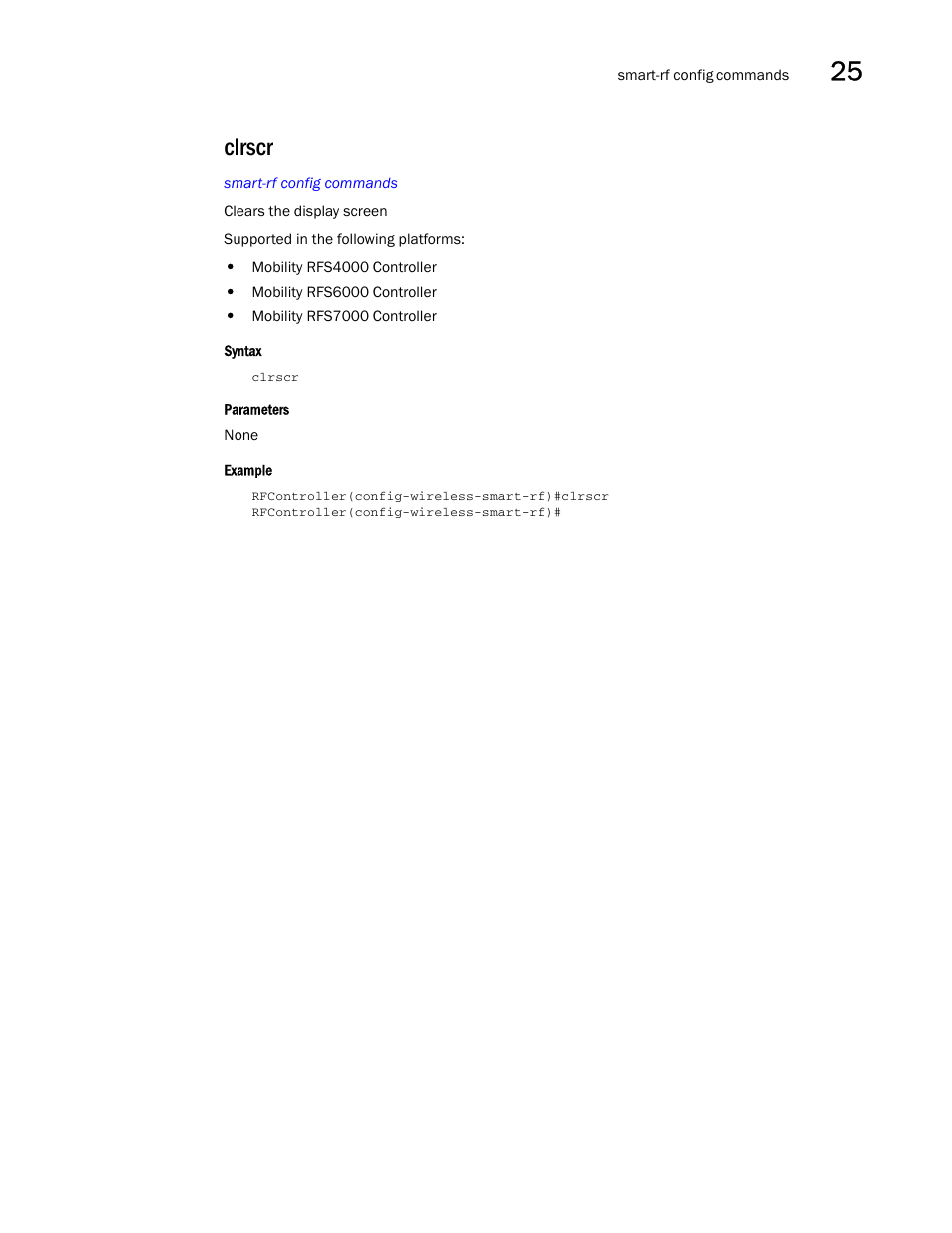Clrscr | Brocade Communications Systems RFS6000 User Manual | Page 773 / 839