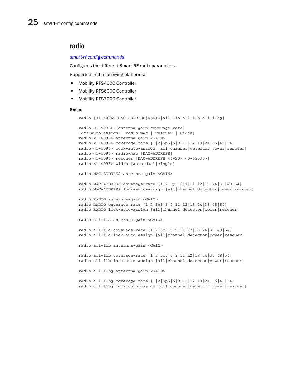 Radio | Brocade Communications Systems RFS6000 User Manual | Page 784 / 839