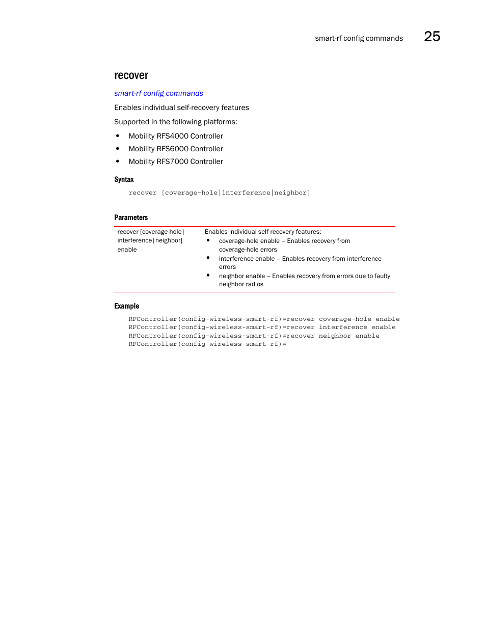 Recover | Brocade Communications Systems RFS6000 User Manual | Page 787 / 839