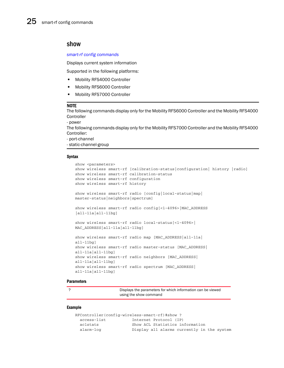 Show | Brocade Communications Systems RFS6000 User Manual | Page 796 / 839