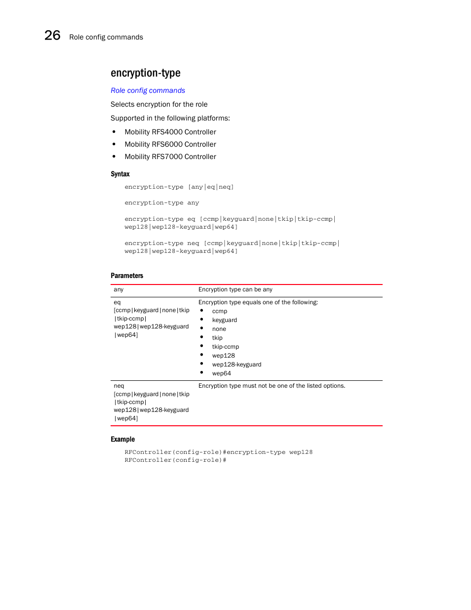 Encryption-type, Encryption-typ e | Brocade Communications Systems RFS6000 User Manual | Page 806 / 839