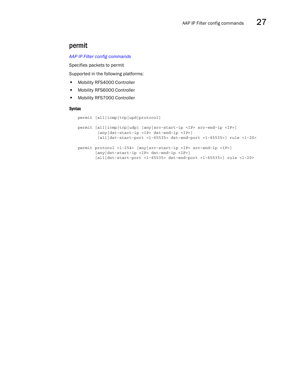 Permit | Brocade Communications Systems RFS6000 User Manual | Page 831 / 839