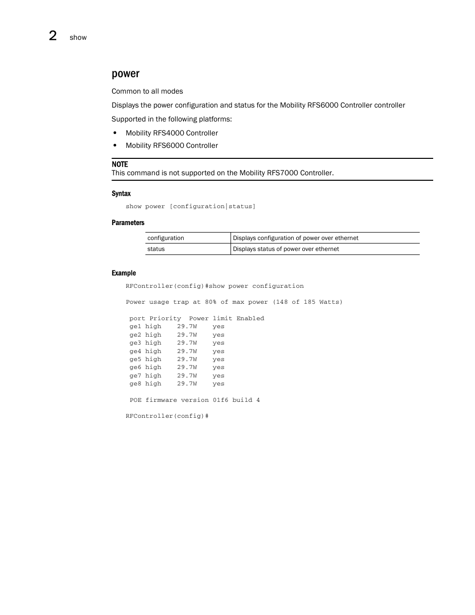 Power | Brocade Communications Systems RFS6000 User Manual | Page 88 / 839