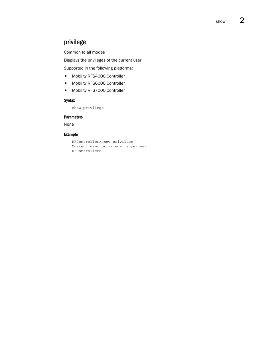 Privilege | Brocade Communications Systems RFS6000 User Manual | Page 89 / 839