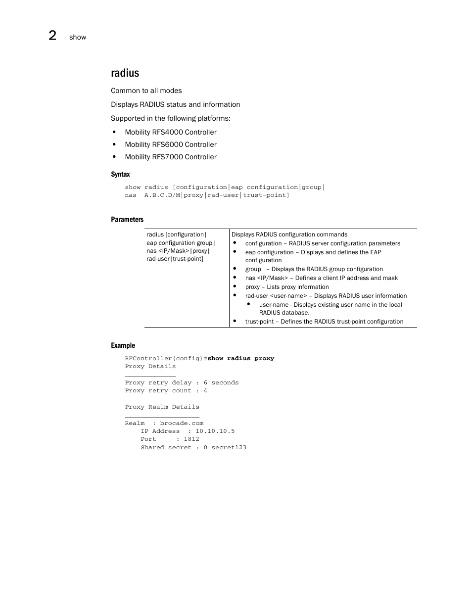 Radius | Brocade Communications Systems RFS6000 User Manual | Page 90 / 839