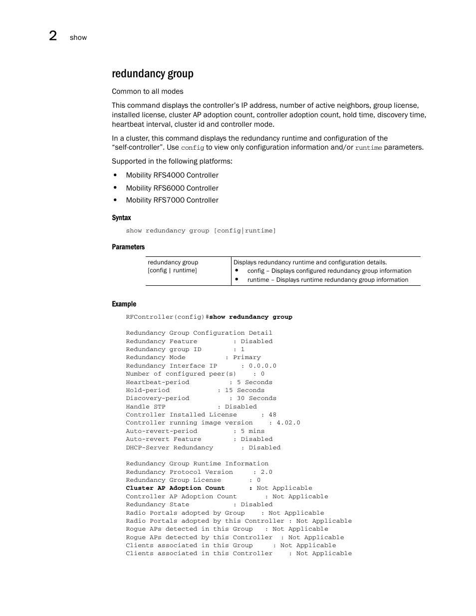 Redundancy group | Brocade Communications Systems RFS6000 User Manual | Page 92 / 839