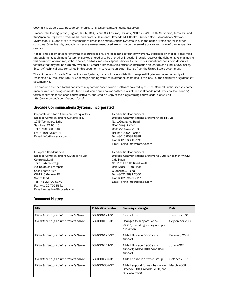 Brocade Communications Systems Brocade EZSwitchSetup 5100 User Manual | Page 2 / 64