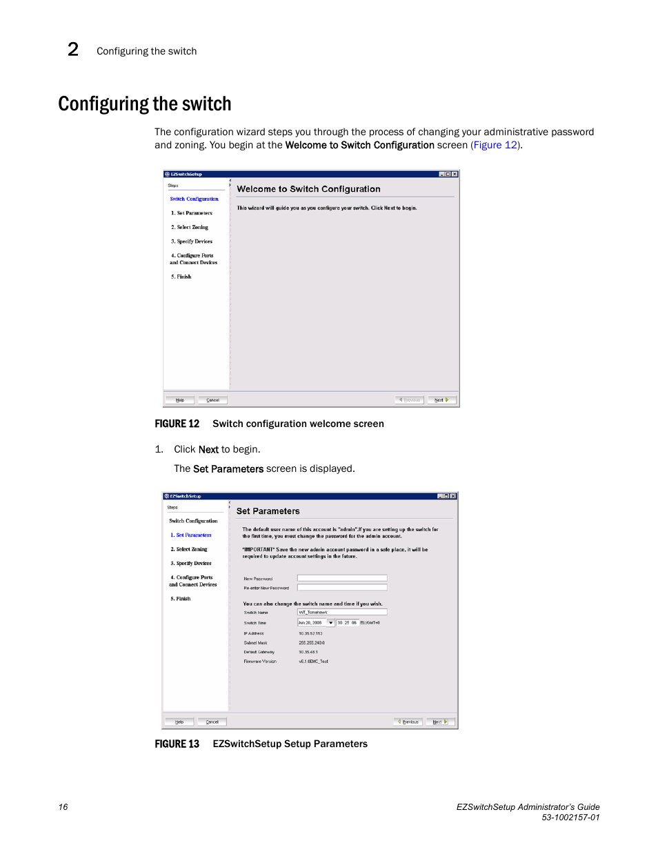 Configuring the switch, Figure 12 | Brocade Communications Systems Brocade EZSwitchSetup 5100 User Manual | Page 28 / 64