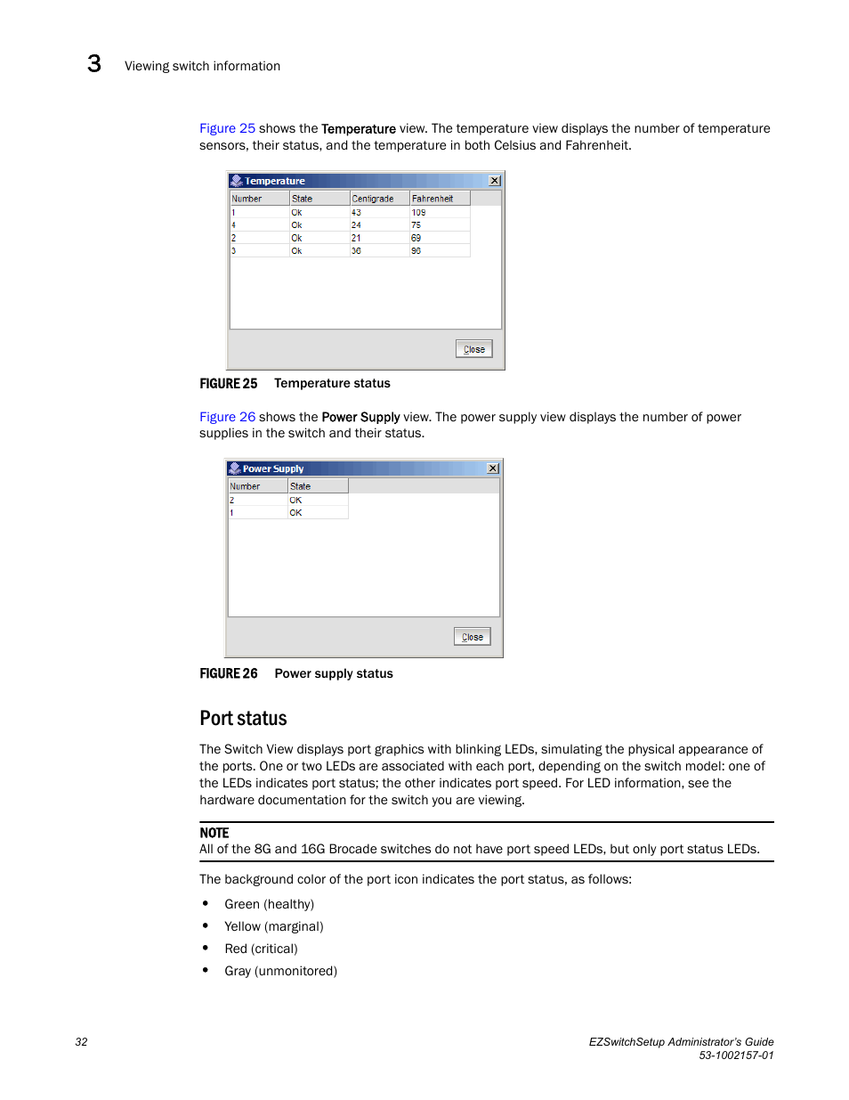 Port status | Brocade Communications Systems Brocade EZSwitchSetup 5100 User Manual | Page 44 / 64