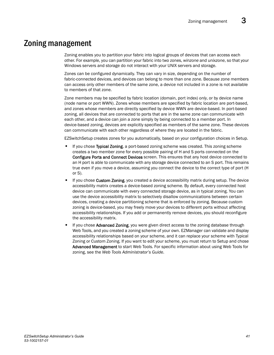 Zoning management | Brocade Communications Systems Brocade EZSwitchSetup 5100 User Manual | Page 53 / 64