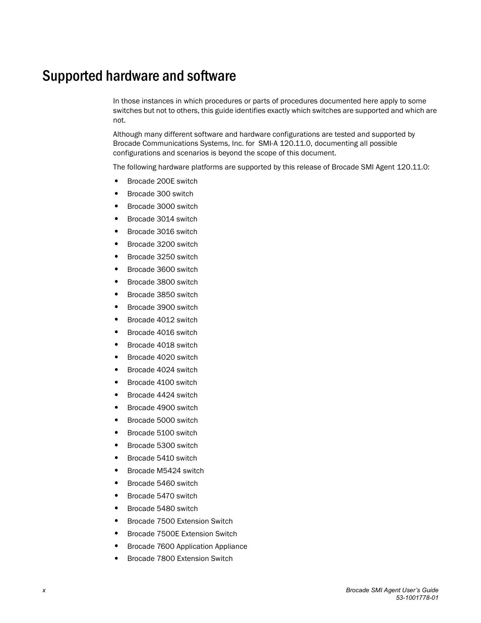 Supported hardware and software | Brocade Communications Systems 53-1001778-01 User Manual | Page 10 / 90