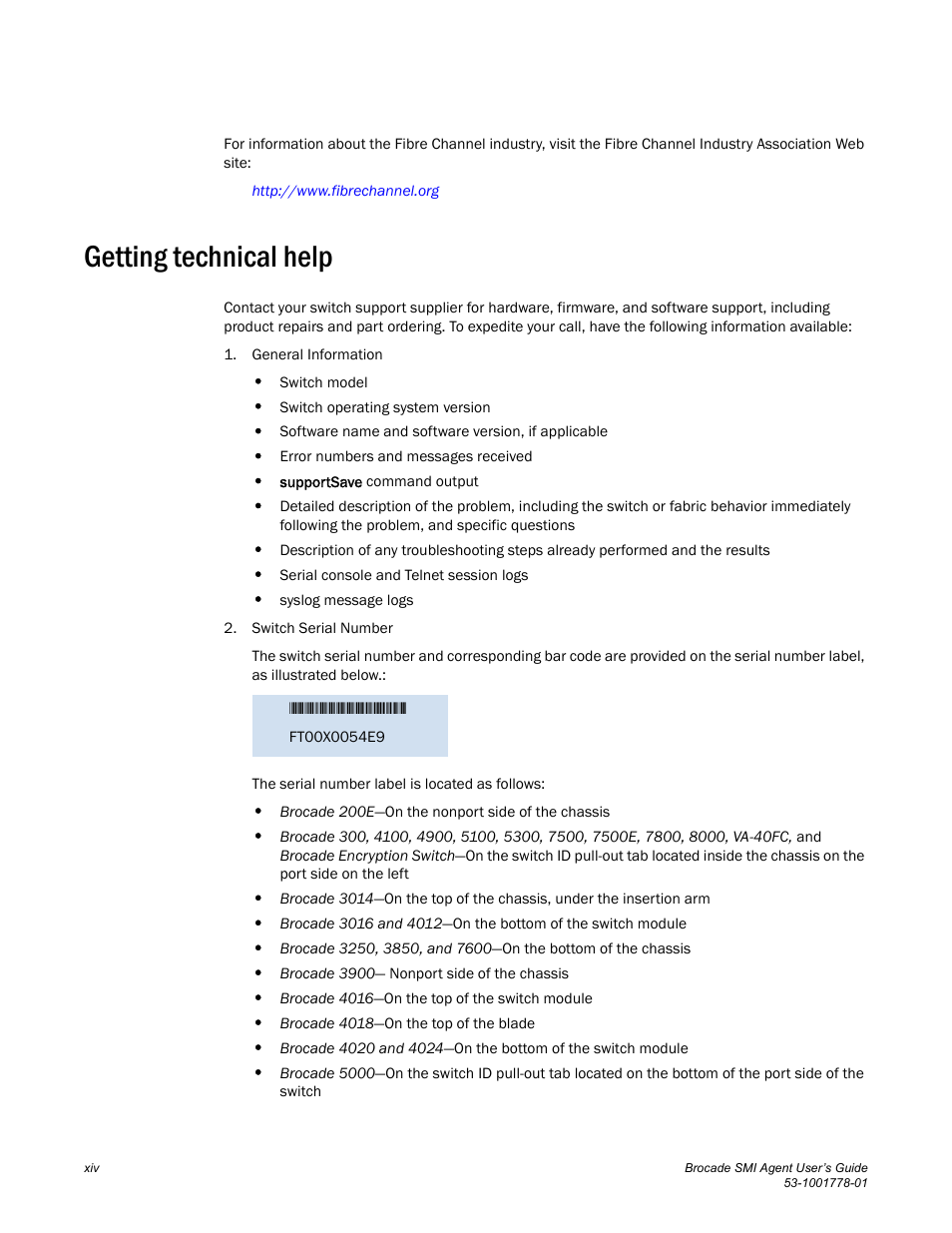 Getting technical help | Brocade Communications Systems 53-1001778-01 User Manual | Page 14 / 90