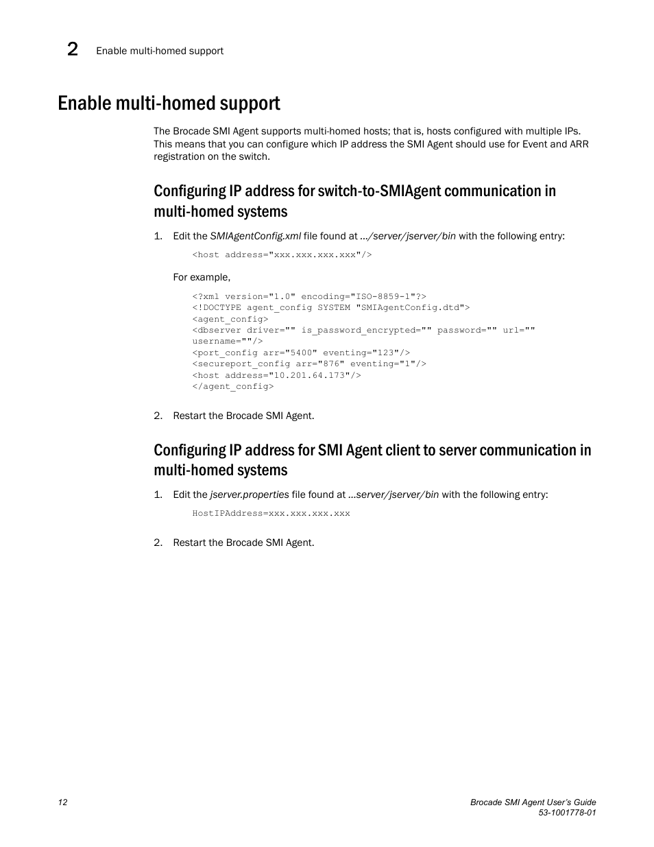 Enable multi-homed support | Brocade Communications Systems 53-1001778-01 User Manual | Page 28 / 90