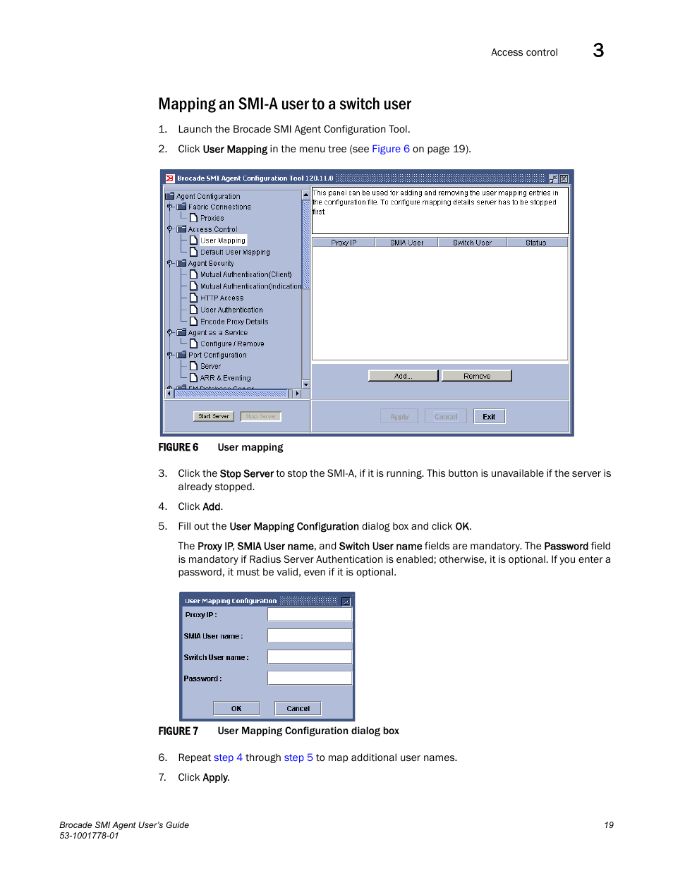 Mapping an smi-a user to a switch user | Brocade Communications Systems 53-1001778-01 User Manual | Page 35 / 90