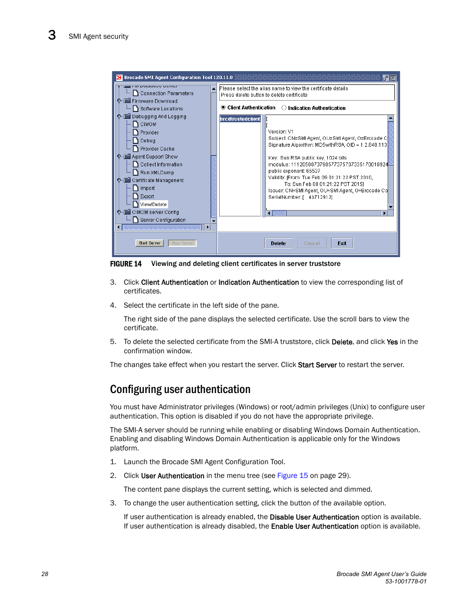 Configuring user authentication | Brocade Communications Systems 53-1001778-01 User Manual | Page 44 / 90